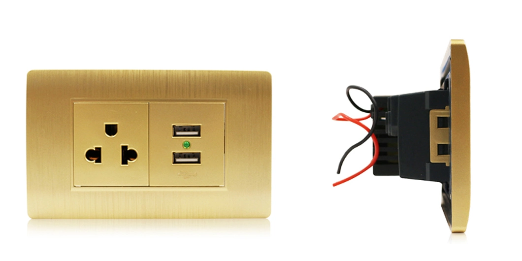 South American Dual USB Charger Port 3 Pin Multifunction Socket