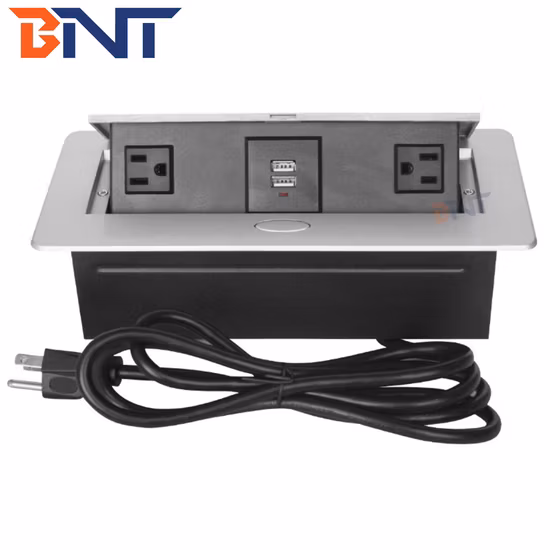 Alliage de Zinc 16A Pop up lente 2 prise de courant américaine double Port de chargeur USB 2.1A prise de courant de Table